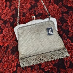 Elegant Silver Mesh Evening Bag